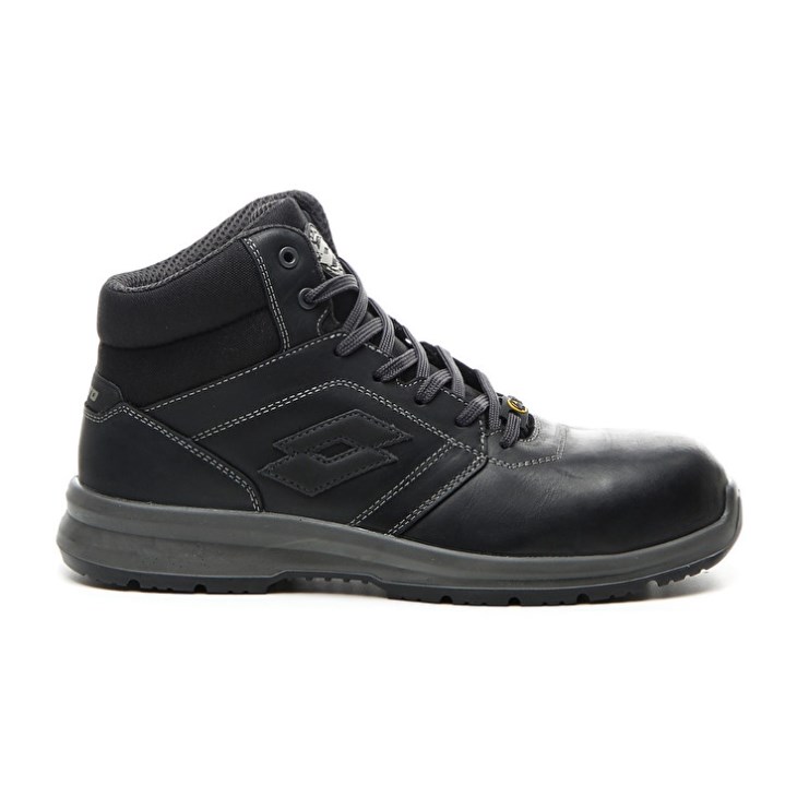 Men Lotto Race 400 Mid ESD S3 CH Safety Shoes Black | KR354475Z6