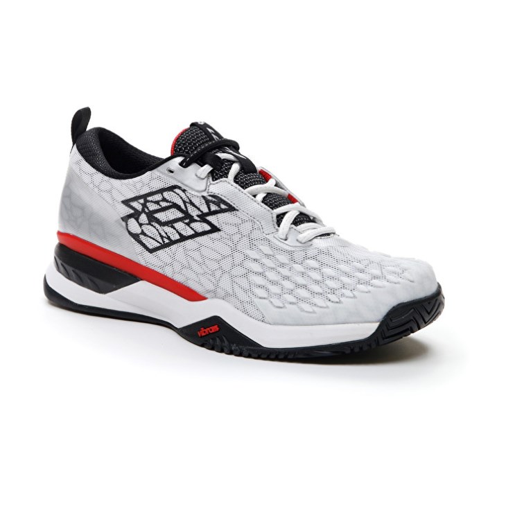 Men Lotto Raptor Hyperpulse 100 SPD Tennis Shoes White / Black / Red | VD464816B5