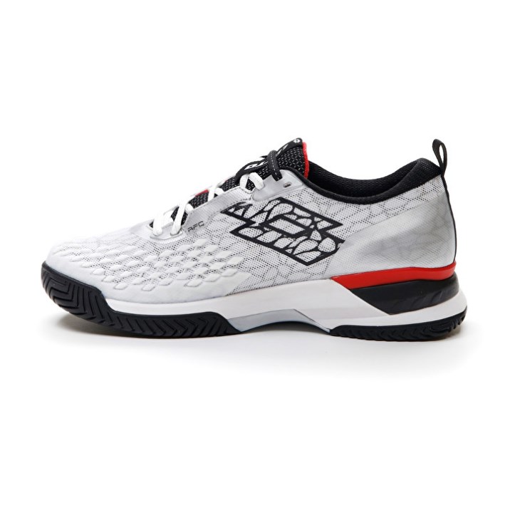 Men Lotto Raptor Hyperpulse 100 SPD Tennis Shoes White / Black / Red | VD464816B5