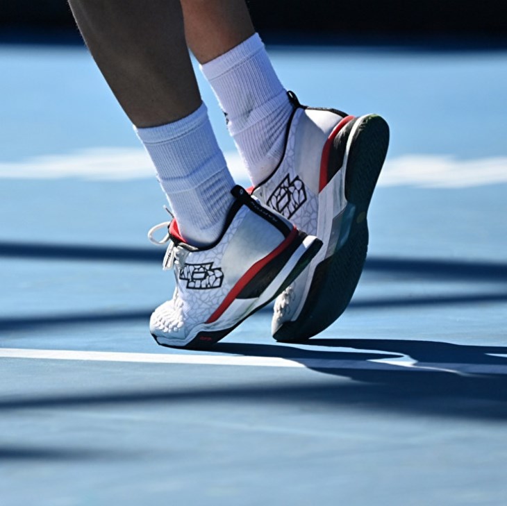 Men Lotto Raptor Hyperpulse 100 SPD Tennis Shoes White / Black / Red | VD464816B5