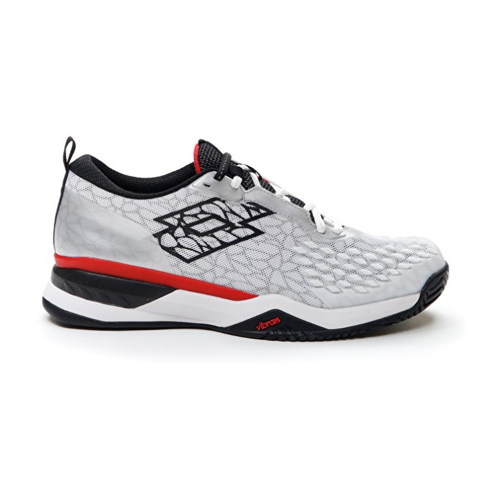 Men Lotto Raptor Hyperpulse 100 SPD Tennis Shoes White / Black / Red | VD464816B5
