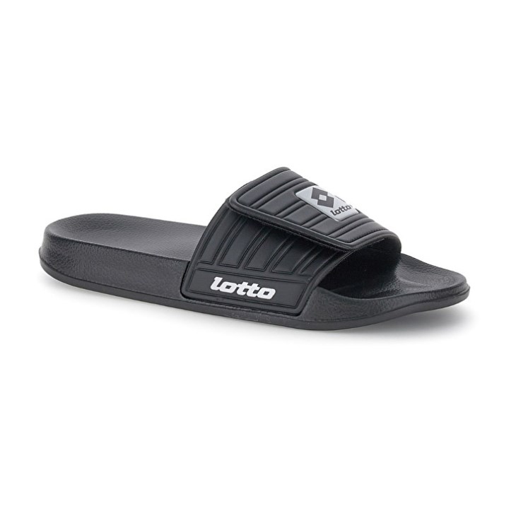 Men Lotto Rico Strap II Slides Black / Silver | IK576337W6