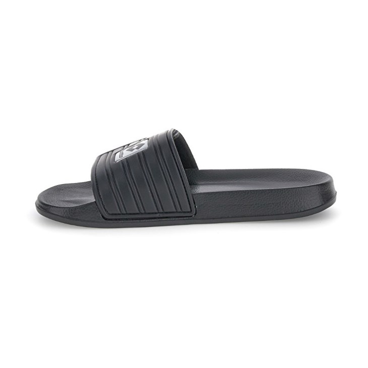 Men Lotto Rico Strap II Slides Black / Silver | IK576337W6