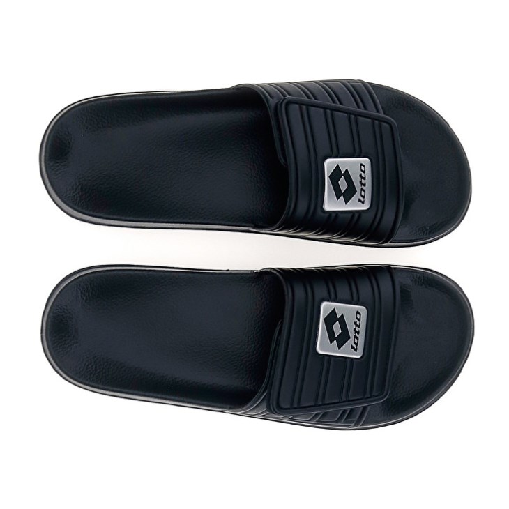 Men Lotto Rico Strap II Slides Black / Silver | IK576337W6