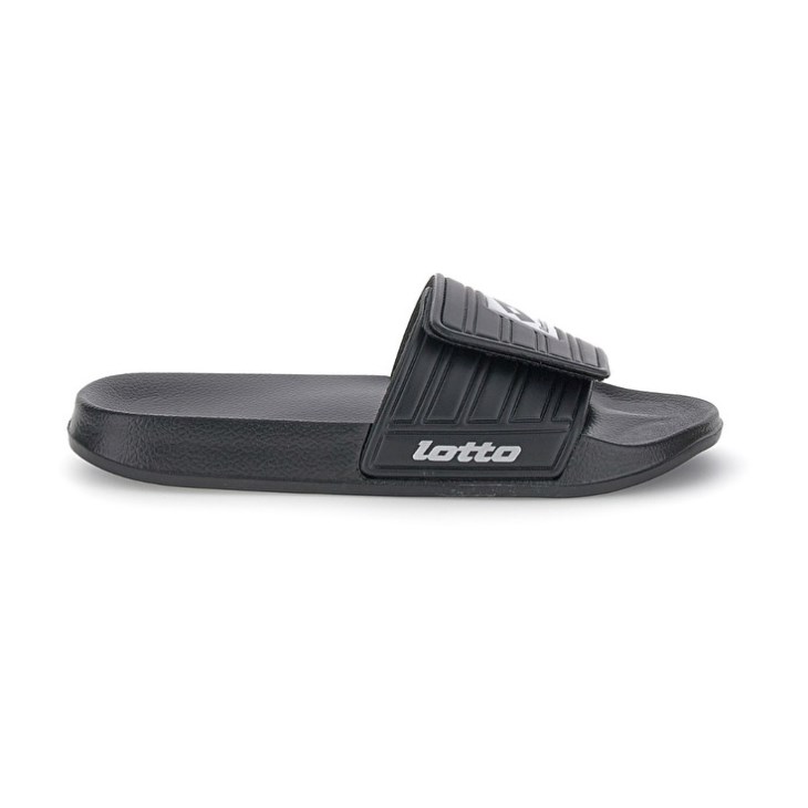 Men Lotto Rico Strap II Slides Black / Silver | IK576337W6