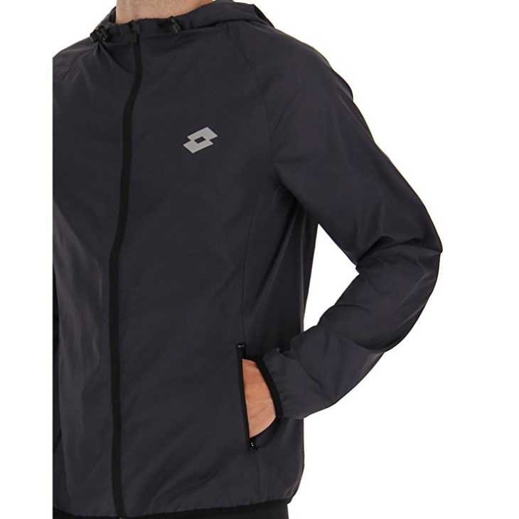 Men Lotto Run Fit Windproof Running Jacket Black | HO247424Z0
