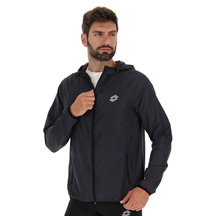 Men Lotto Run Fit Windproof Running Jacket Black | HO247424Z0
