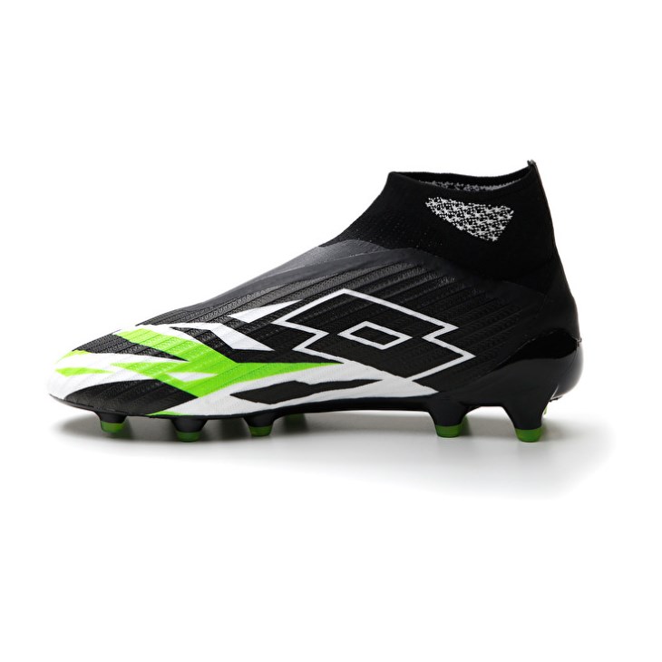 Men Lotto Solista 100 VI Gravity FG Football Boots Black / White / Green | CY892189B3