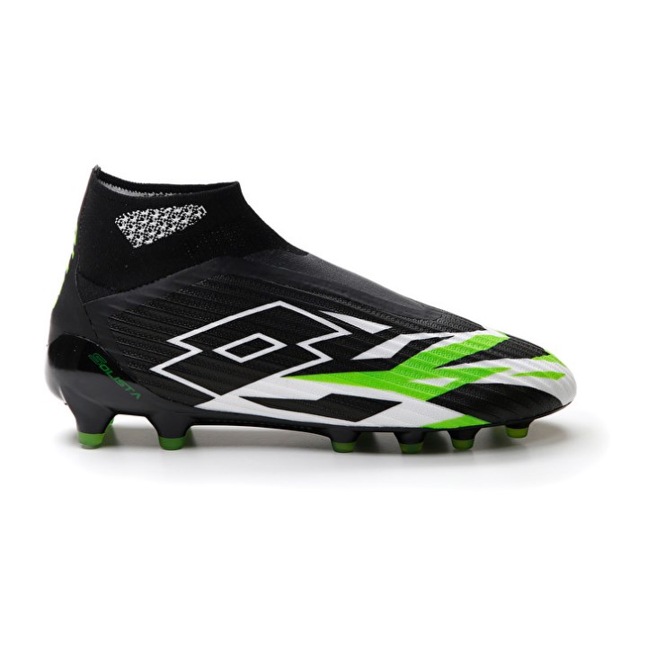 Men Lotto Solista 100 VI Gravity FG Football Boots Black / White / Green | CY892189B3