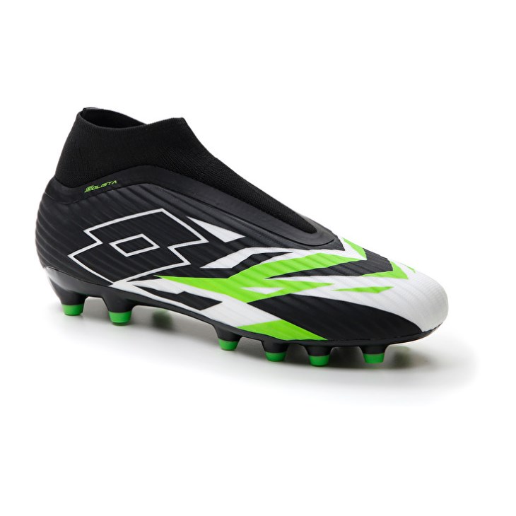 Men Lotto Solista 300 VI Gravity FG Soccer Shoes Black / White / Green | LF612001U8