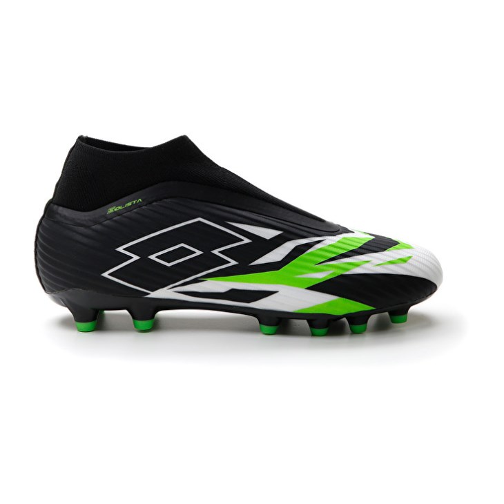 Men Lotto Solista 300 VI Gravity FG Soccer Shoes Black / White / Green | LF612001U8