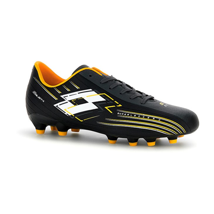 Men Lotto Solista 700 VII FG Soccer Shoes Black / Yellow | JU906470J6