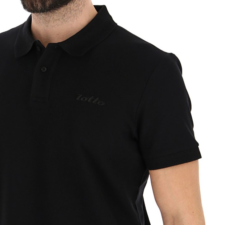 Men Lotto Sports Capri III Polo Shirts Black | JC942844Z6