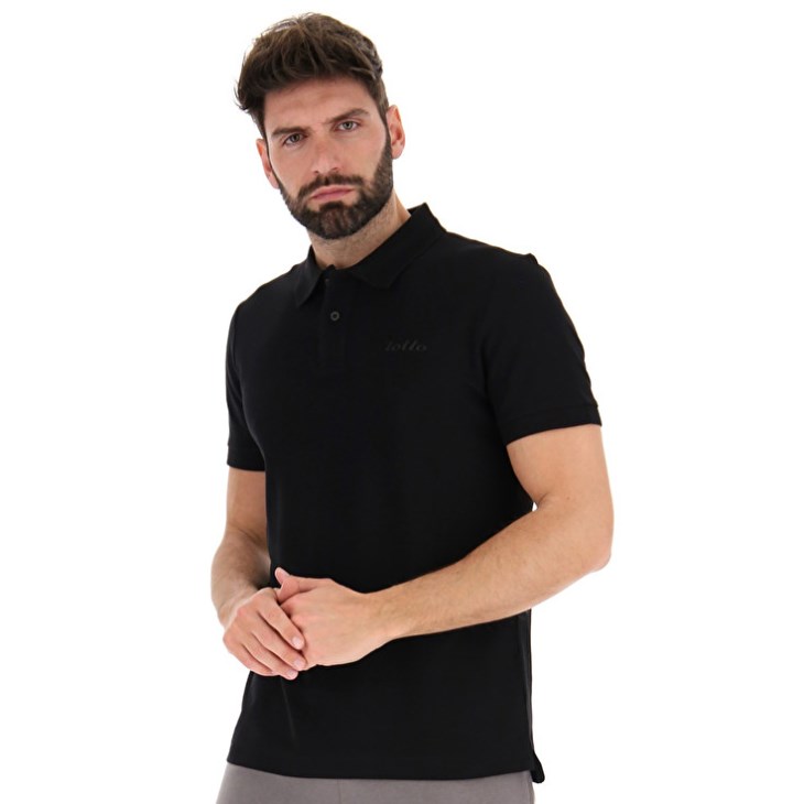 Men Lotto Sports Capri III Polo Shirts Black | JC942844Z6