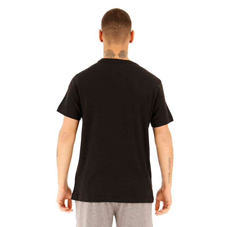 Men Lotto Sports Zip BS JS T Shirts Black | UE841484N2