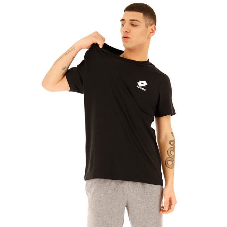 Men Lotto Sports Zip BS JS T Shirts Black | UE841484N2