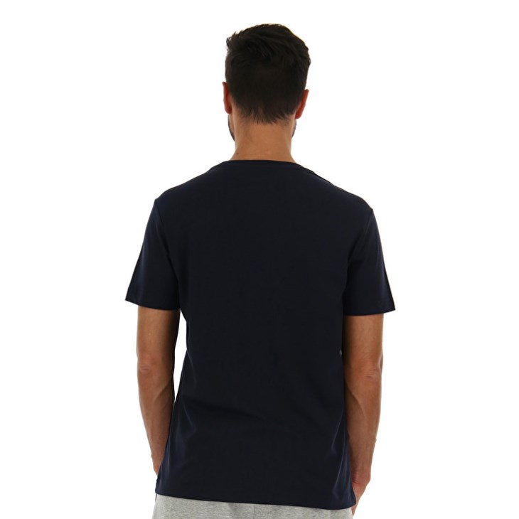 Men Lotto Sports Zip Logo JS T Shirts Navy Blue | DS402860L5