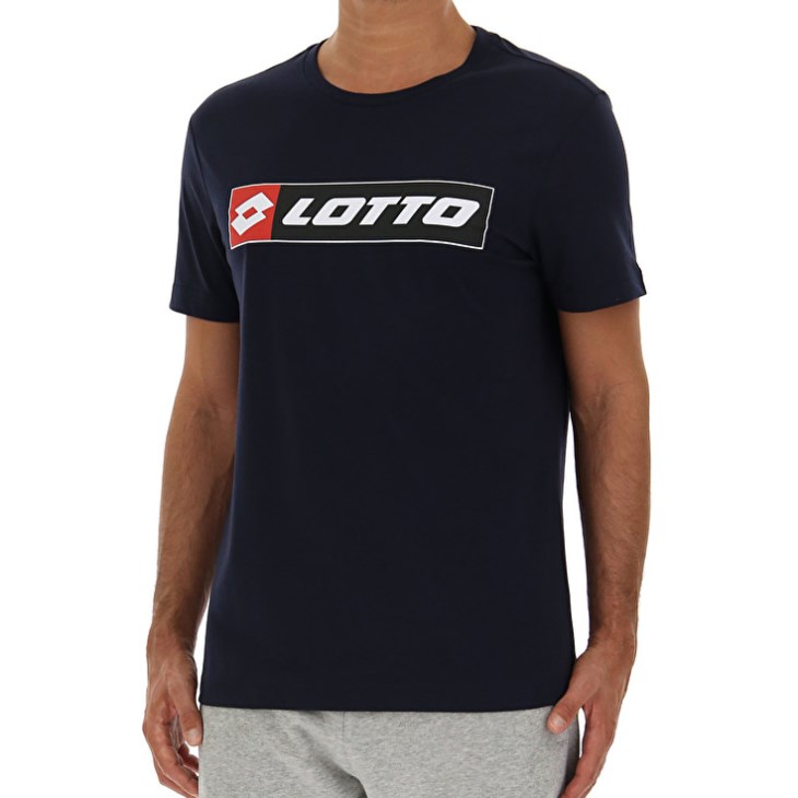 Men Lotto Sports Zip Logo JS T Shirts Navy Blue | DS402860L5