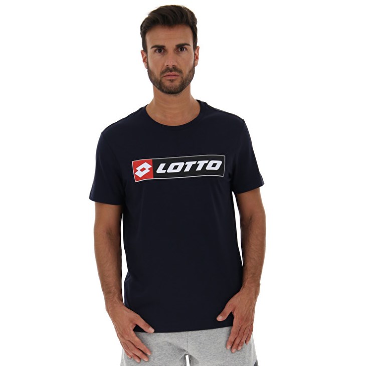 Men Lotto Sports Zip Logo JS T Shirts Navy Blue | DS402860L5