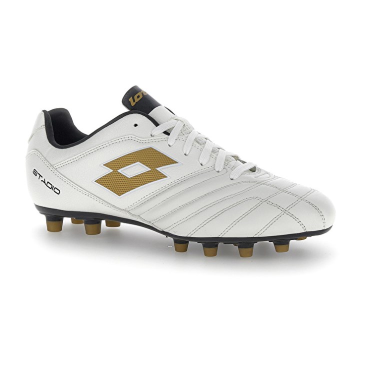 Men Lotto Stadio 300 III FG Football Boots White / Gold | OM545794N5