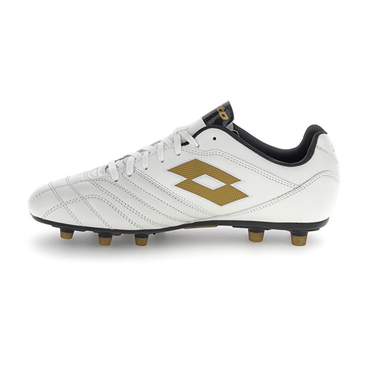 Men Lotto Stadio 300 III FG Football Boots White / Gold | OM545794N5