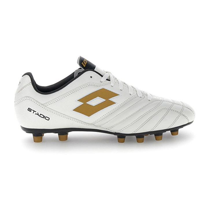 Men Lotto Stadio 300 III FG Football Boots White / Gold | OM545794N5