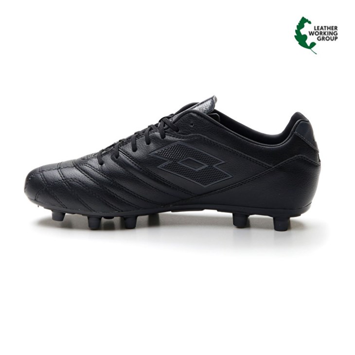 Men Lotto Stadio 300 III FG Soccer Shoes Black / Dark Grey | YN878917Q4