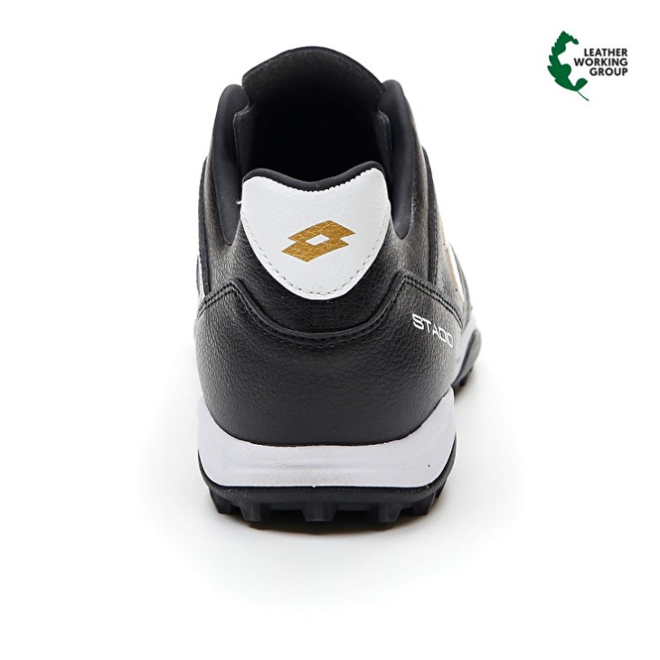 Men Lotto Stadio 300 II TF Soccer Shoes Black / White / Light Gold | HO864056C1
