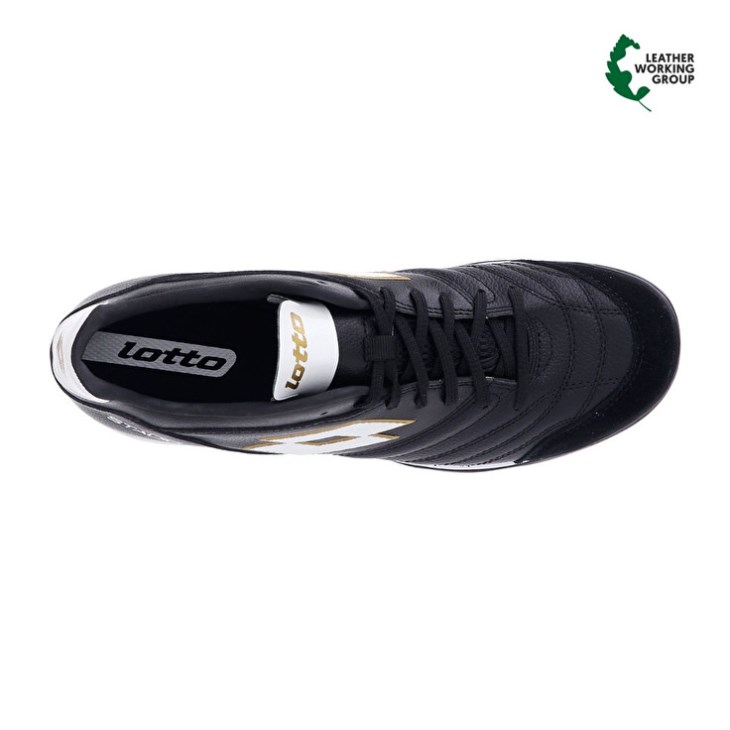 Men Lotto Stadio 300 II TF Soccer Shoes Black / White / Light Gold | HO864056C1
