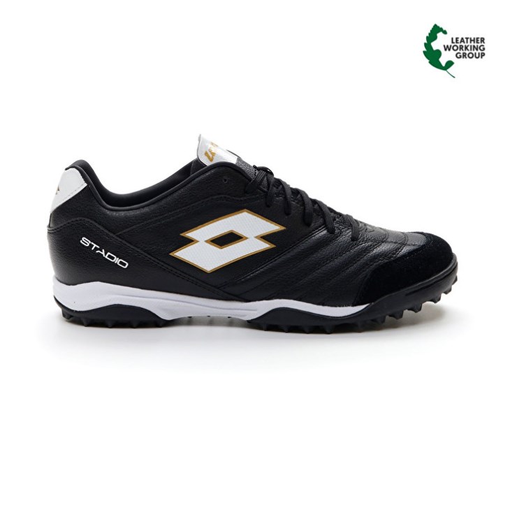Men Lotto Stadio 300 II TF Soccer Shoes Black / White / Light Gold | HO864056C1
