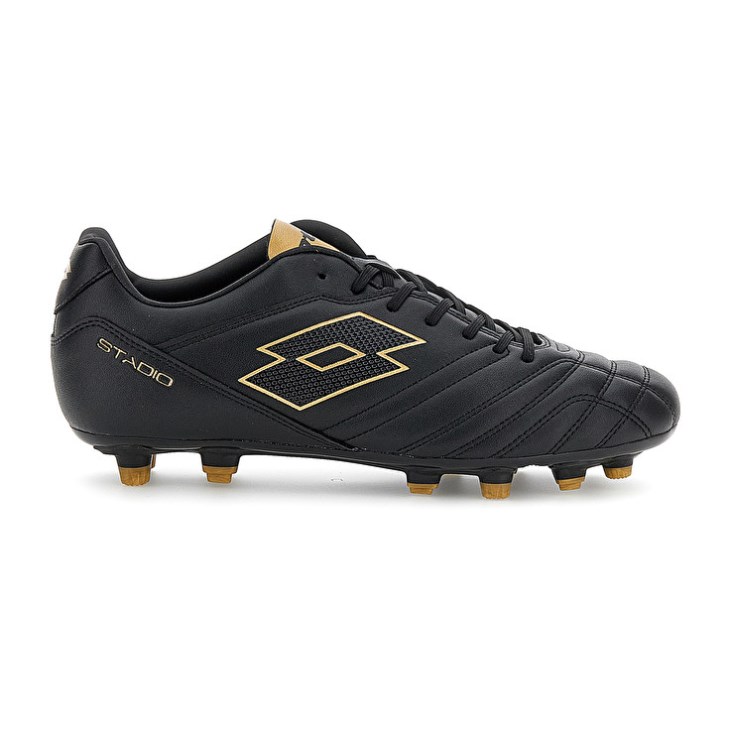 Men Lotto Stadio 705 FG Soccer Shoes Black / Light Gold | UN721852G2