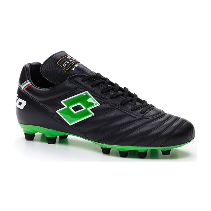 Men Lotto Stadio OG II FG Football Boots Black / Green | YH226652V1