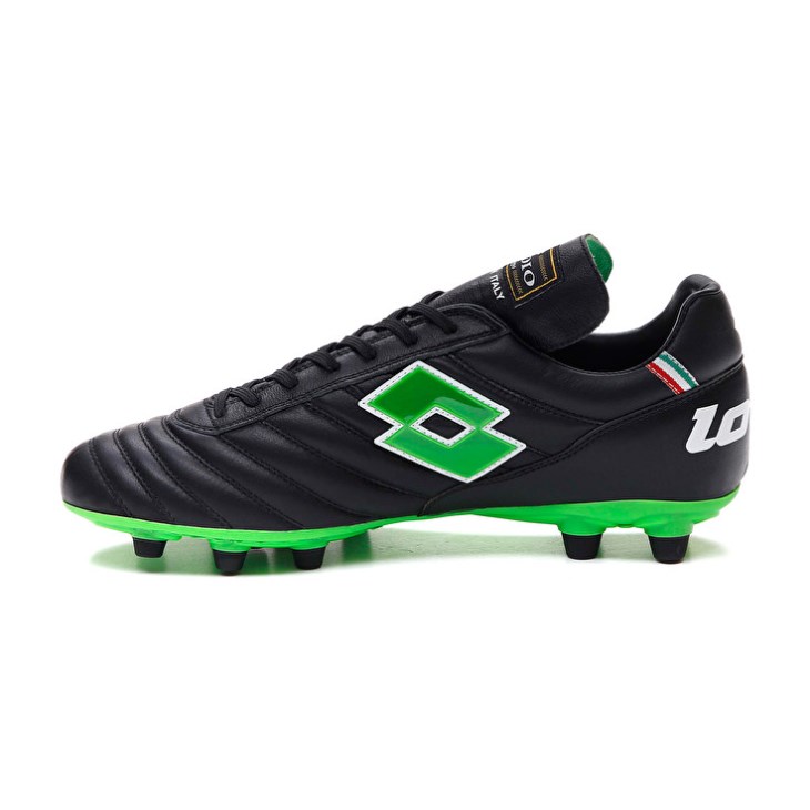 Men Lotto Stadio OG II FG Football Boots Black / Green | YH226652V1