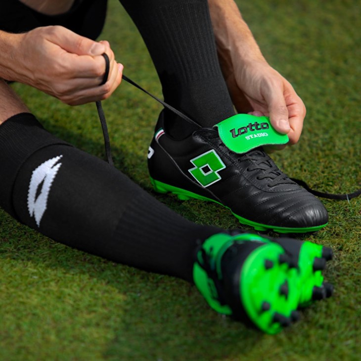 Men Lotto Stadio OG II FG Football Boots Black / Green | YH226652V1