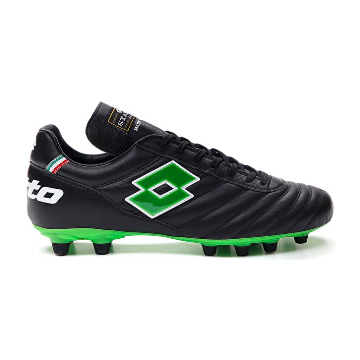 Men Lotto Stadio OG II FG Football Boots Black / Green | YH226652V1