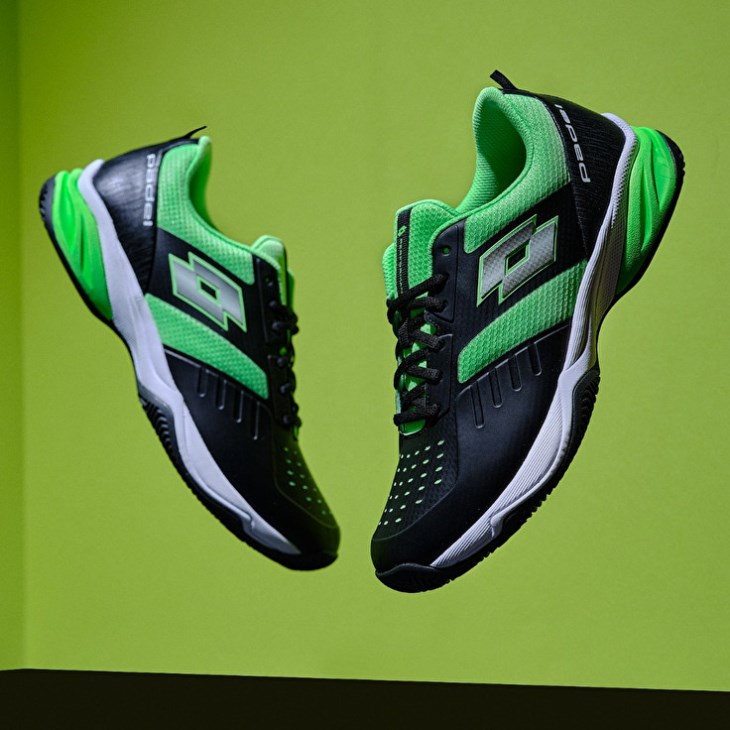Men Lotto Superrapida 400 IV Padel Shoes Black / Green | QG235523T1