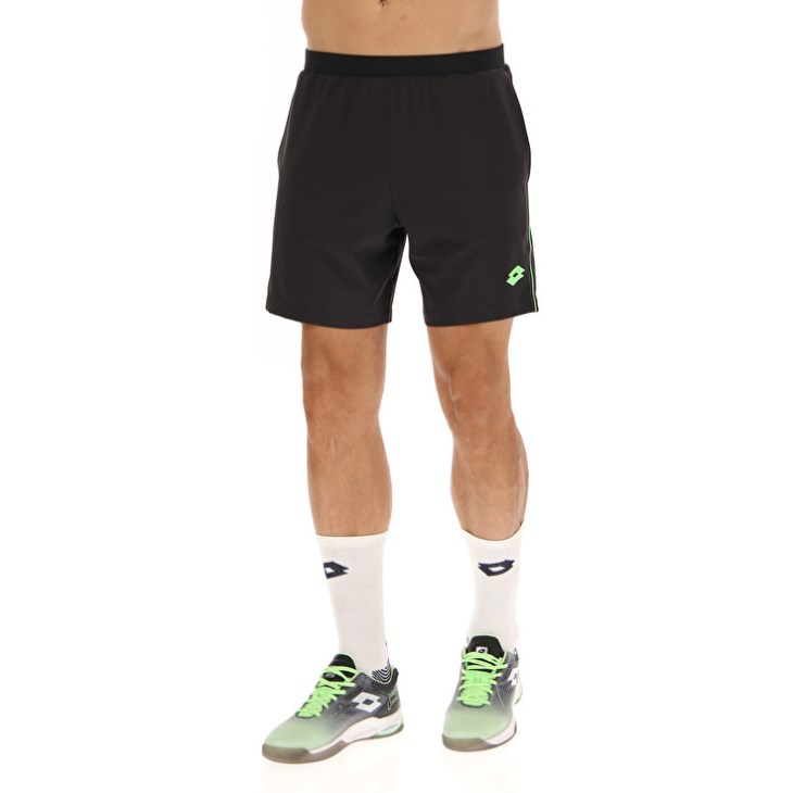 Men Lotto Superrapida V Shorts Black / Green | KM113481Y6