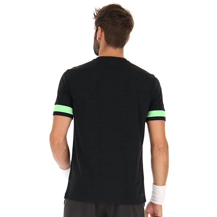 Men Lotto Superrapida V T Shirts Black / Green | XO534243V3