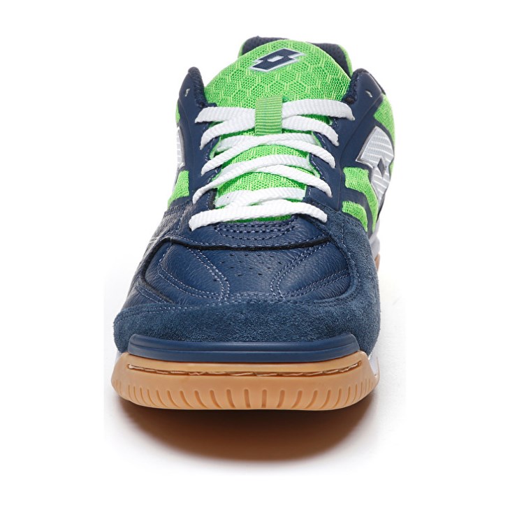 Men Lotto Tacto 200 IV Futsal Shoes Navy Blue / Green | BF086688Z3