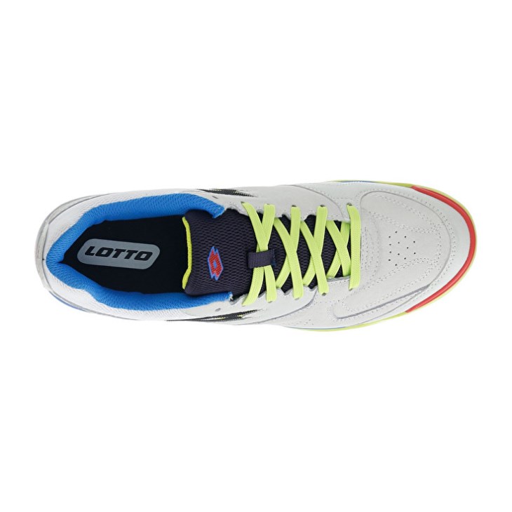 Men Lotto Tacto 200 VI ID Futsal Shoes White / Blue / Yellow | RB024362R2