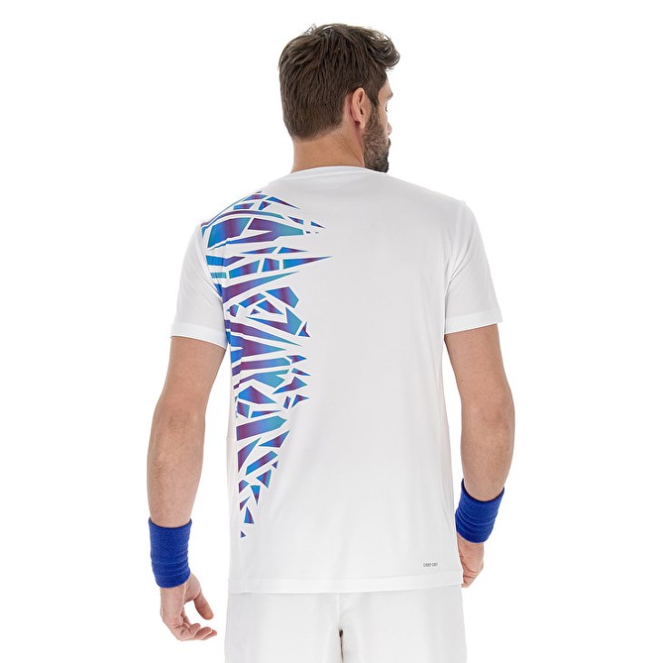 Men Lotto Tech II D3 T Shirts White / Blue | QR091719W9