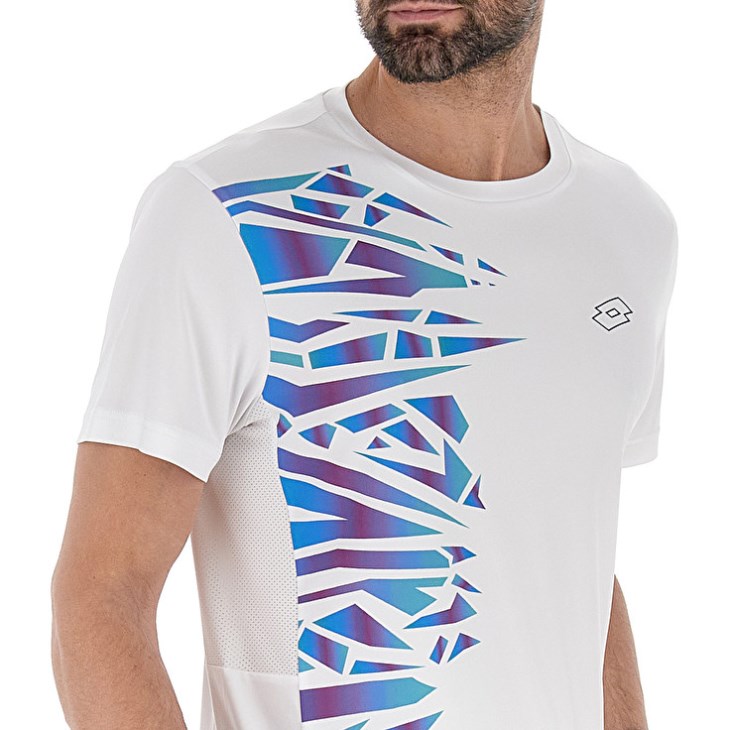 Men Lotto Tech II D3 T Shirts White / Blue | QR091719W9