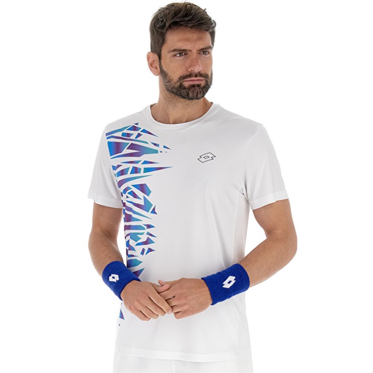 Men Lotto Tech II D3 T Shirts White / Blue | QR091719W9
