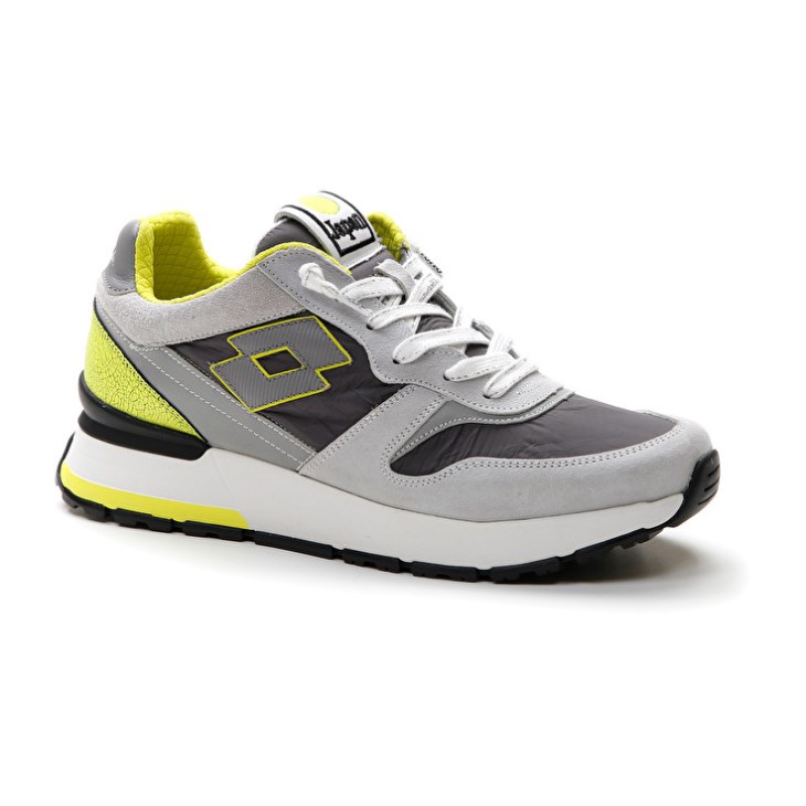 Men Lotto Tokyo Ginza Crack Sneakers Grey / Grey / Green | TH787718L4