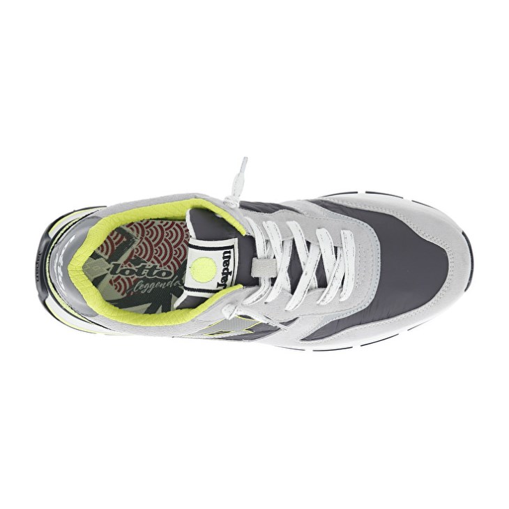 Men Lotto Tokyo Ginza Crack Sneakers Grey / Grey / Green | TH787718L4