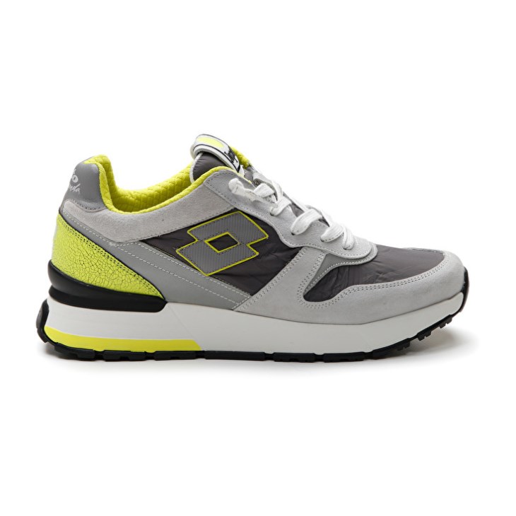 Men Lotto Tokyo Ginza Crack Sneakers Grey / Grey / Green | TH787718L4