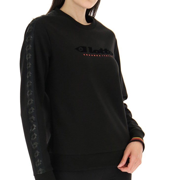 Women Lotto Athletica Classic W V Crewneck RN Sweatshirt Black | UM937063Q1
