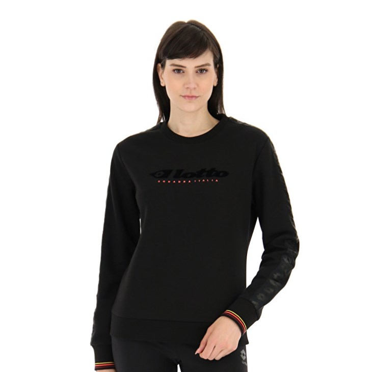 Women Lotto Athletica Classic W V Crewneck RN Sweatshirt Black | UM937063Q1