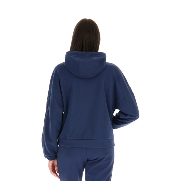 Women Lotto Athletica Due W VI Sweat HD Hoodie Navy Blue | YN789088H4