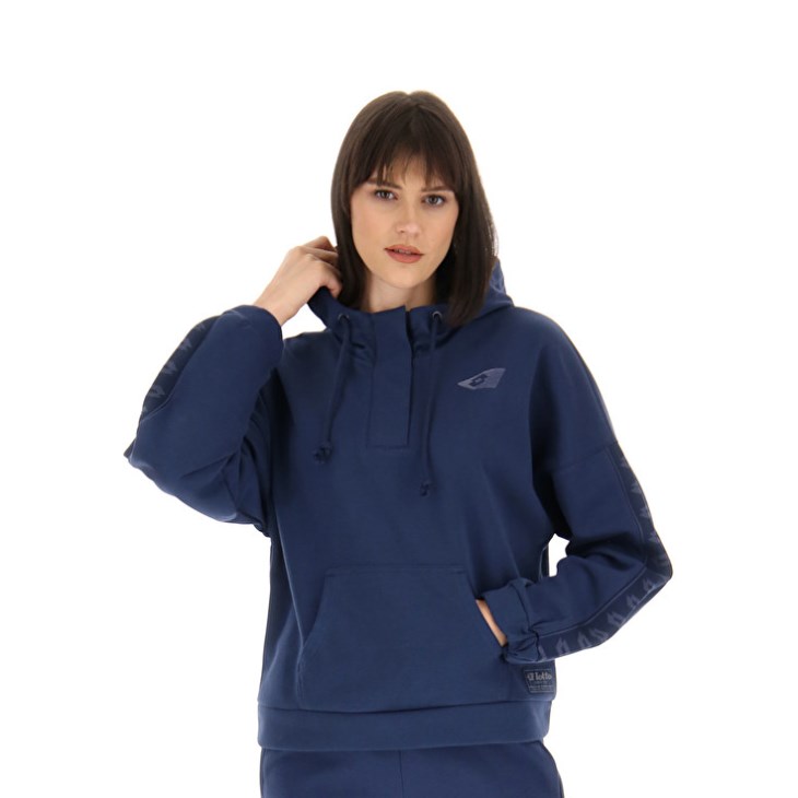 Women Lotto Athletica Due W VI Sweat HD Hoodie Navy Blue | YN789088H4